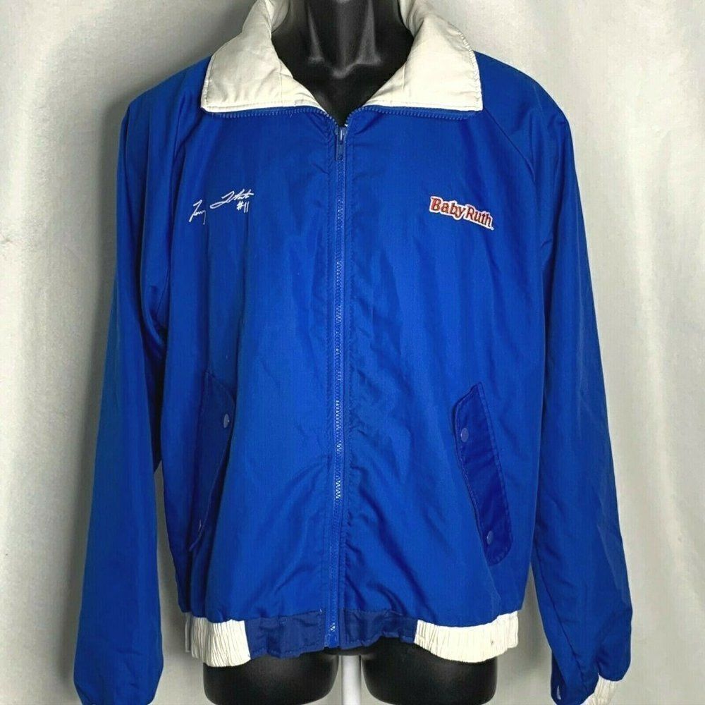Vintage 80s Baby Ruth Racing Jacket L Blue Labonte - Picture 3 of 8